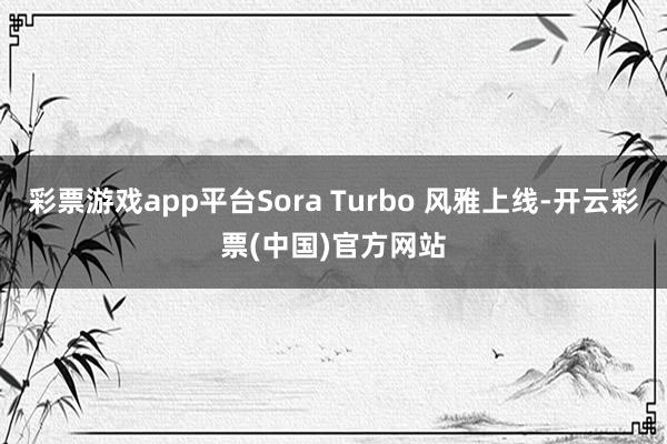 彩票游戏app平台Sora Turbo 风雅上线-开云彩票(中国)官方网站