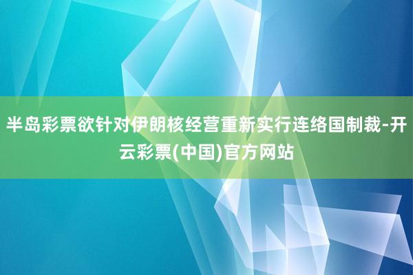 半岛彩票欲针对伊朗核经营重新实行连络国制裁-开云彩票(中国)官方网站